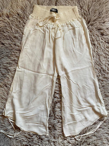 Pantalón Rewash Volante Para Playa Blanco Mujer Talla S