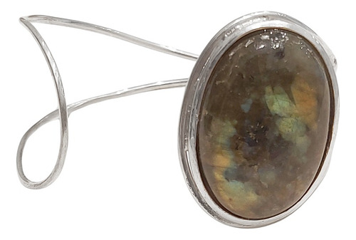 Bracelete Em Prata De Lei 925 Com Labradorita Oval