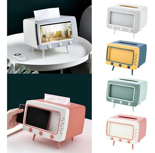  Soporte Celular Servilletero Con Forma De Tv Retro Adorno