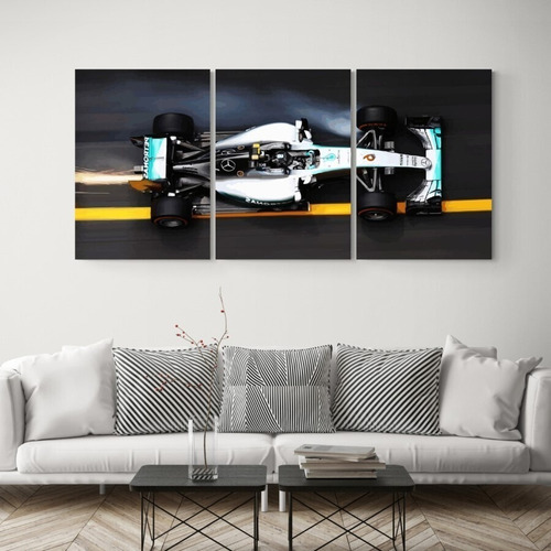 Imagen 2 de 5 de Cuadro Decorativo Mural Triptico Formula 1 126x60 Mdf