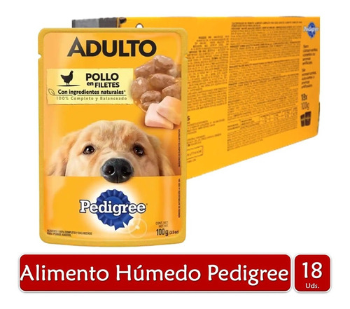 Pedigree Alimento Húmedo Para Perro Adulto Pollo 100g X18