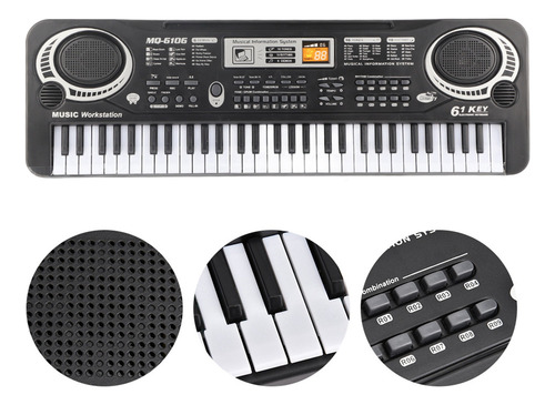 Micrófono De Piano Eléctrico Con Teclado Digital De 61 Tecla