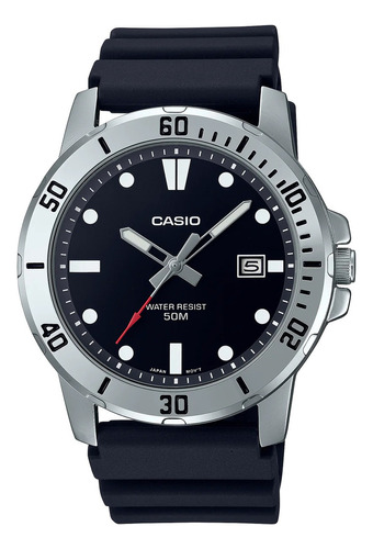 Reloj Casio Mtp-vd01-1e Color de la malla Negra Color del bisel Plateado Color del fondo Negro