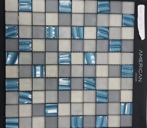 Ats Malla-mosaico Listelo Wave Blue Vidrio Beige+azul 30x30 
