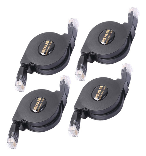 . 4x Cable De Red Retráctil Ultra Plano Cat6 Rj45 Ethernet