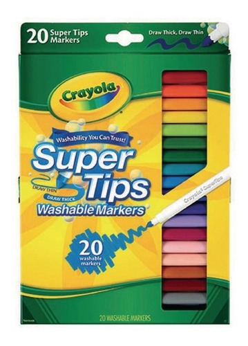 Crayola - 20 Marcadores Lavables Super Tips Original