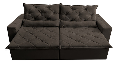 Sofá Lisboa 2,32m Retrátil, Reclinável com Molas no Assento Tecido Suede Velusoft Café - Cama InBox