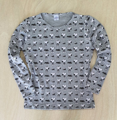 Camiseta Snoopy Manga Longa Algodão Personagem Feminina