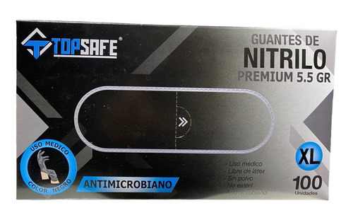 Guante Nitrilo Negro Premium 5.5gr - Seleccione Talla - 100u