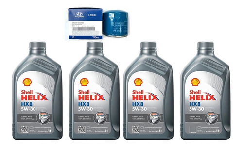 4 Óleos Shell Hx8 5w30+ Filtro Óleo Original Elantra 