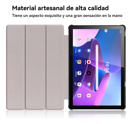 USTIYA Funda para Lenovo Tab M10 3rd Gen TB-328FU/TB-328XU Case Protector Uso Rudo Carcasa Cuero PC+PU Smart Cover Negro