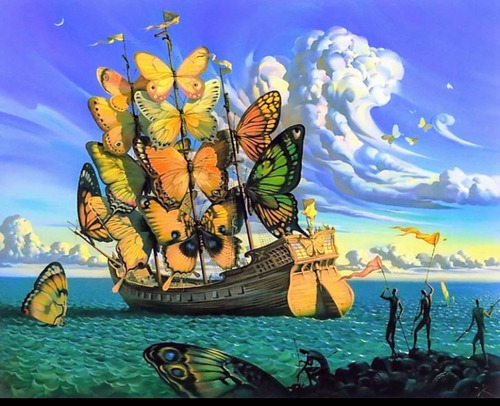 Cuadro Famoso Barco Con Mariposas 50x70
