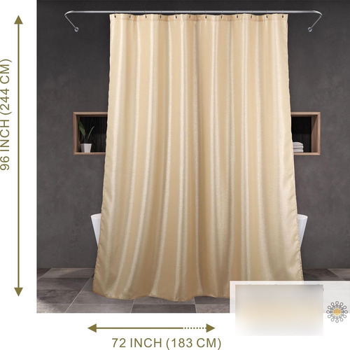 Cortina De Ducha Larga Color Dorado Champán96 Pulgadas Extra