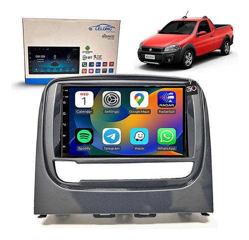 Kit Multimidia 7p Android Carplay Sem Fio Strada 2013 À 2019