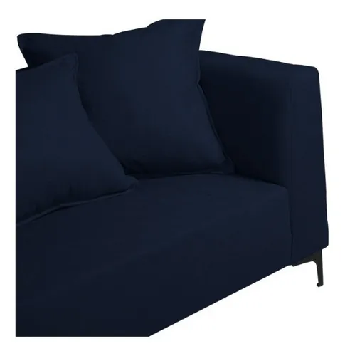 Sofá Cordelia 3 Cuerpos Chenille Tipo Lino Azul