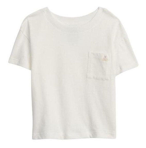 Polera Niña Gap Con Bolsillo 1 Algodón Organico Blanco