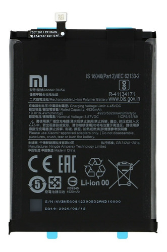 Bateria Original Xiaomi Redmi 9 Modelo Bn54 5020 Mah 