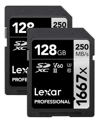 2 Tarjetas De Memoria Lexar Professional 1667x De 128gb 