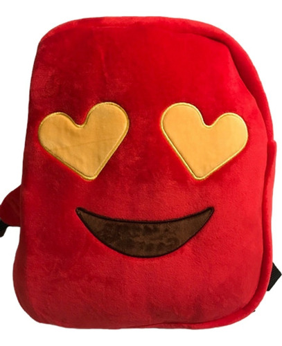 Mochila Niños Emoticons Resistente Atercipelada 39x35cm C0 Color Rojo