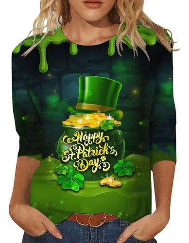Camiseta D Para Mujer Con Estampado Del Día De San Patricio