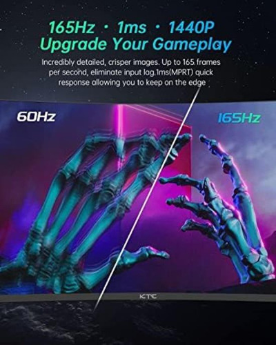 Monitor Para Juegos Ktc De 27 Pulgadas, Monitor Curvo 1440p,