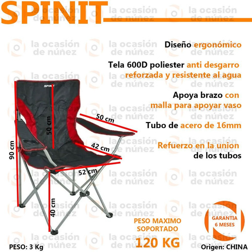 Imagen 2 de 7 de Sillon Director Spinit Acero Silla Plegable Playa Camping