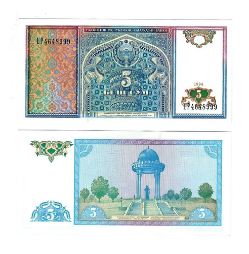 Uzbekistán - Billete 5 Som 1994 - Unc