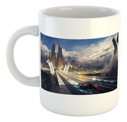 Taza Ceramica Pista De Carreras Naves Espaciales M1