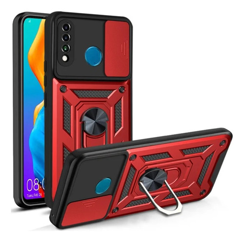 Funda Case For Huawei P30 Lite Holder Protector Camara Rojo