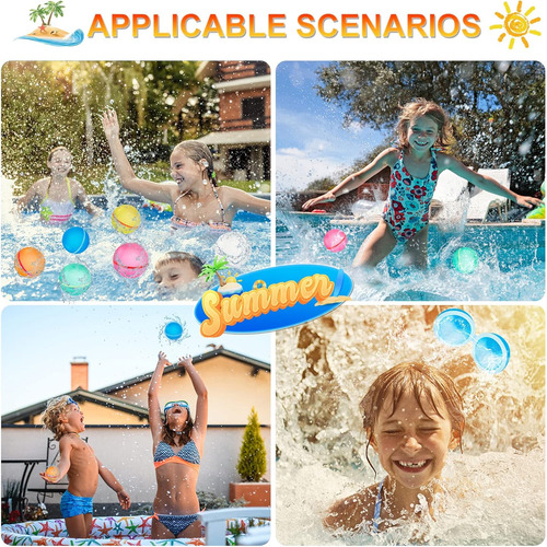 12 Globos De Agua Reutilizables De Silicona Con Bomba De Agu