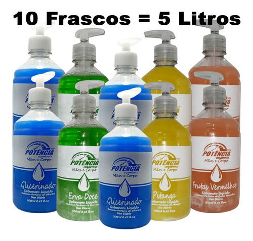 Sabonete Líquido No Atacado 10x500ml Glicerinado C/ Pump 5 L