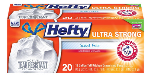 Hefty Ultra Fuerte Tall Cocina Bolsas De Basura, 13 galones,