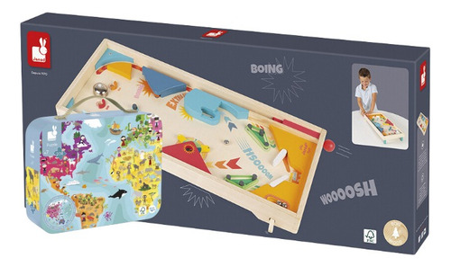 Kit Montessori Quebra-cabeça Mapa Mundi 208pç + Pinball