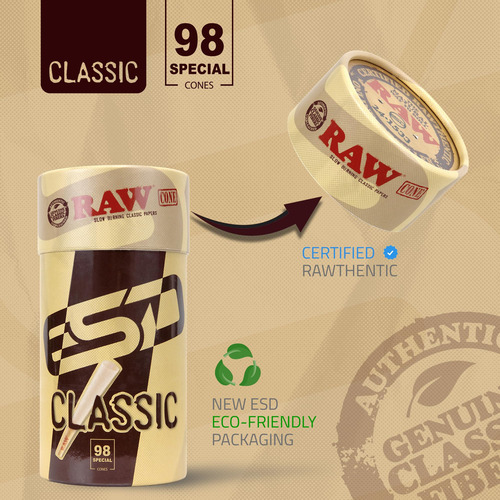 Raw Classic 98 Conos Preenrollados Con Filtros 50 Piezas