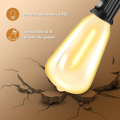 Guirnalda De Luces Led Exterior, 30m 52 Focos Inastillables