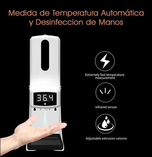 Imagen 7 de 9 de Dispensador Termómetro Automático Gel K9 Pro