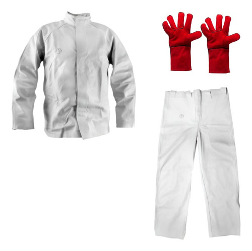 Kit Soldador Cuero Chaqueta + Pantalón + Guantes Certificado