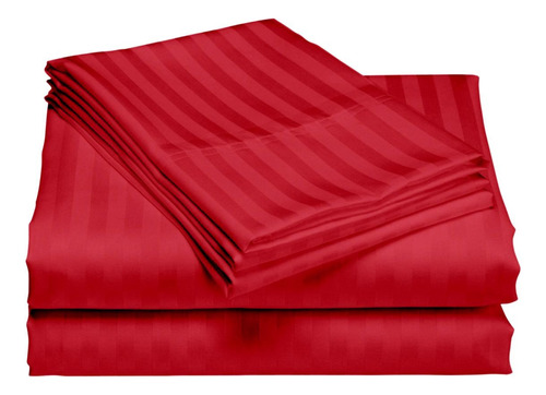 Juego De Sábanas Sencillo Rojo 100x190 Fuelle 30 Cm 