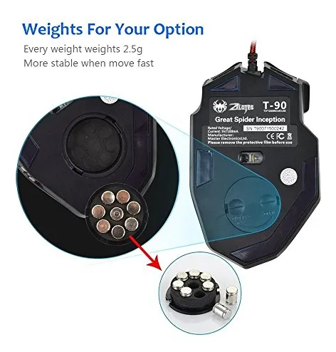 Mouse Para Juegos Zelotes T90 De 9200 Dpi, 8 Botones Program