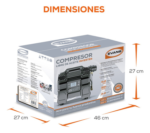 Compresor De Aire Inverter Libre De Aceite 2hp 220v 130psi