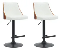 Comprar 2 Bancos Altos Barra Desayunador Respaldo Giratorio Premium Acabado de la estructura Madera Color Blanco