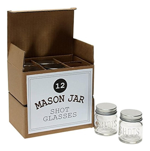 ~? Mason Jar - Juego De 12 Vasos De Chupito De 2 Onzas Con T