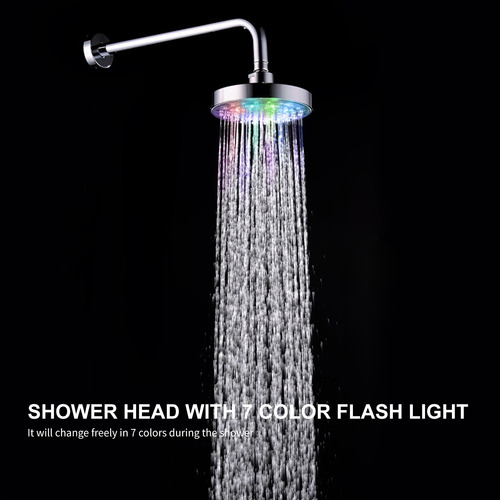 Cabezal De Ducha Led Con Linterna De 7 Colores, 6 Pulgadas D