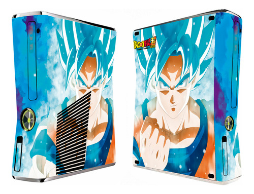 Skin Para Xbox 360 Slim Dragon Ball Goku Saiyan Blue