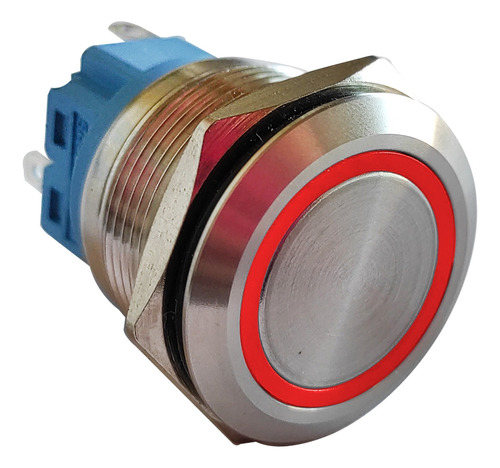 Pulsador De Metal Boton Led Rojo 22mm Sin Retencion + Cable