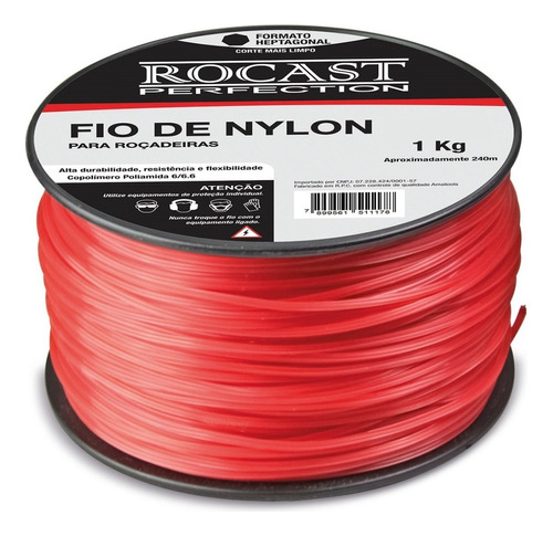 Rolo De Nylon Para Roçadeira 1kg ( 1.6 / 1.8 / 2.0 ) Cor 1,6mm