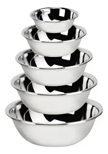Kit 5 Tigelas Bacia Em ​Aço Inox Multiuso Conjunto De Cozinha Inox