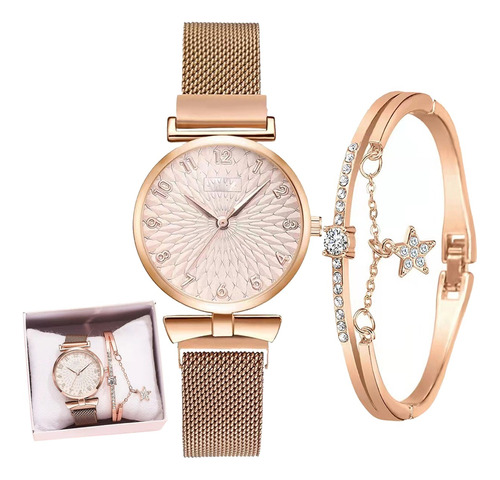 Relojes Dama Diamant Pulsera Oro Rosa Exquisita Caja Embalaj