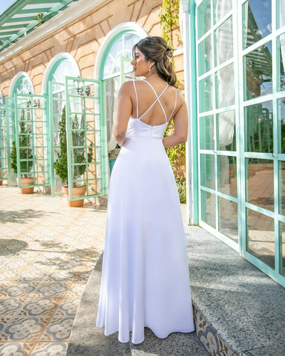 Vestido Noiva Civil Casamento Crepe Acetinado Mod 1075 Phize
