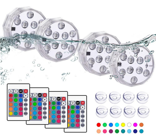 Luces Led Sumergibles Impermeables De 8 Piezas Con Control R